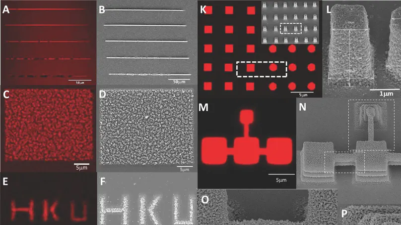 Femto-Second Laser-Based Free Writing of 3D Protein Microstructures and Micropatterns with Sub-Micrometer Features: A Study on Voxels, Porosity, and Cytocompatibility